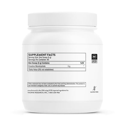 THORNE Creatine - Micronized Creatine Monohydrate Powder - Support for Muscles & Cognitive Function - for Women & Men - Unflavored - NSF Certified for Sport - 5 g per Serving